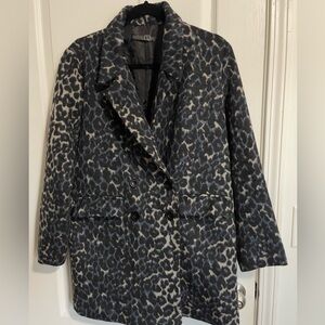 Potter’s Pot Leopard Print Coat Women’s Double Breasted Wool Blend Jacket